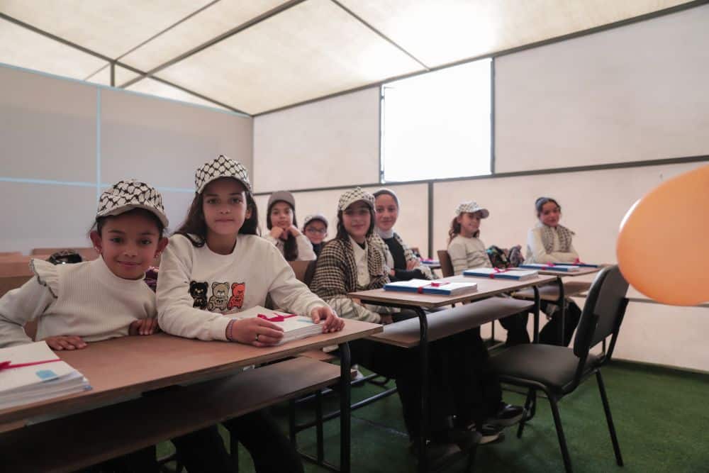 SOS-barnebyers nye midlertidige skole i Gaza gir over 500 barn tilgang til undervisning. Foto: SOS-barnebyer