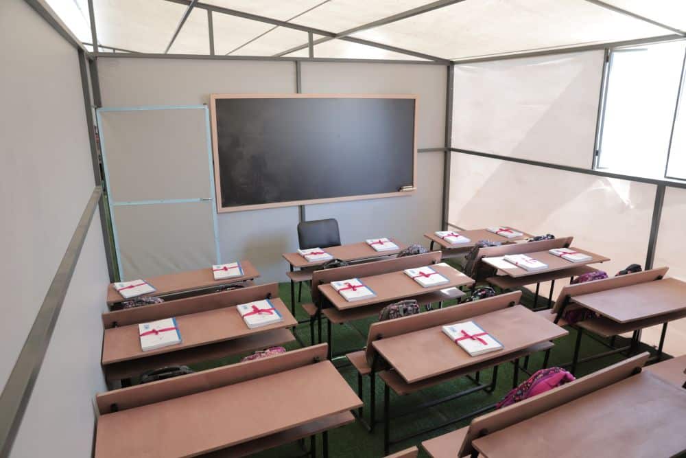 SOS-barnebyers nye midlertidige skole i Gaza gir over 500 barn tilgang til undervisning. Foto: SOS-barnebyer