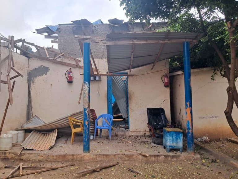 Skader på sykehuset i Baidoa i Somalia etter eksplosjonen