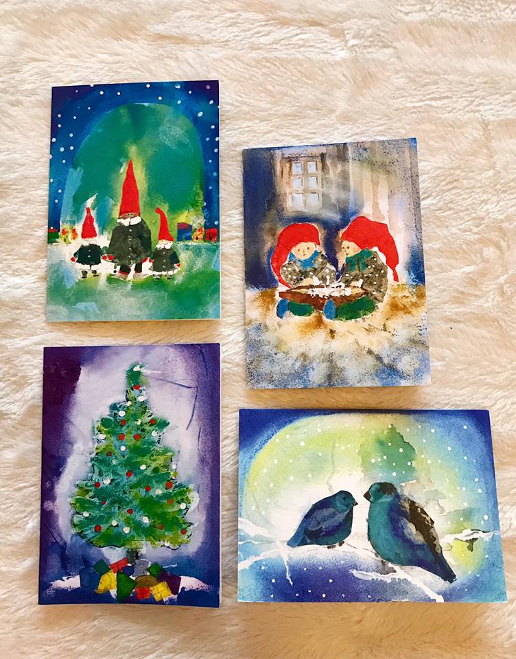 Fire kort med julemotiv