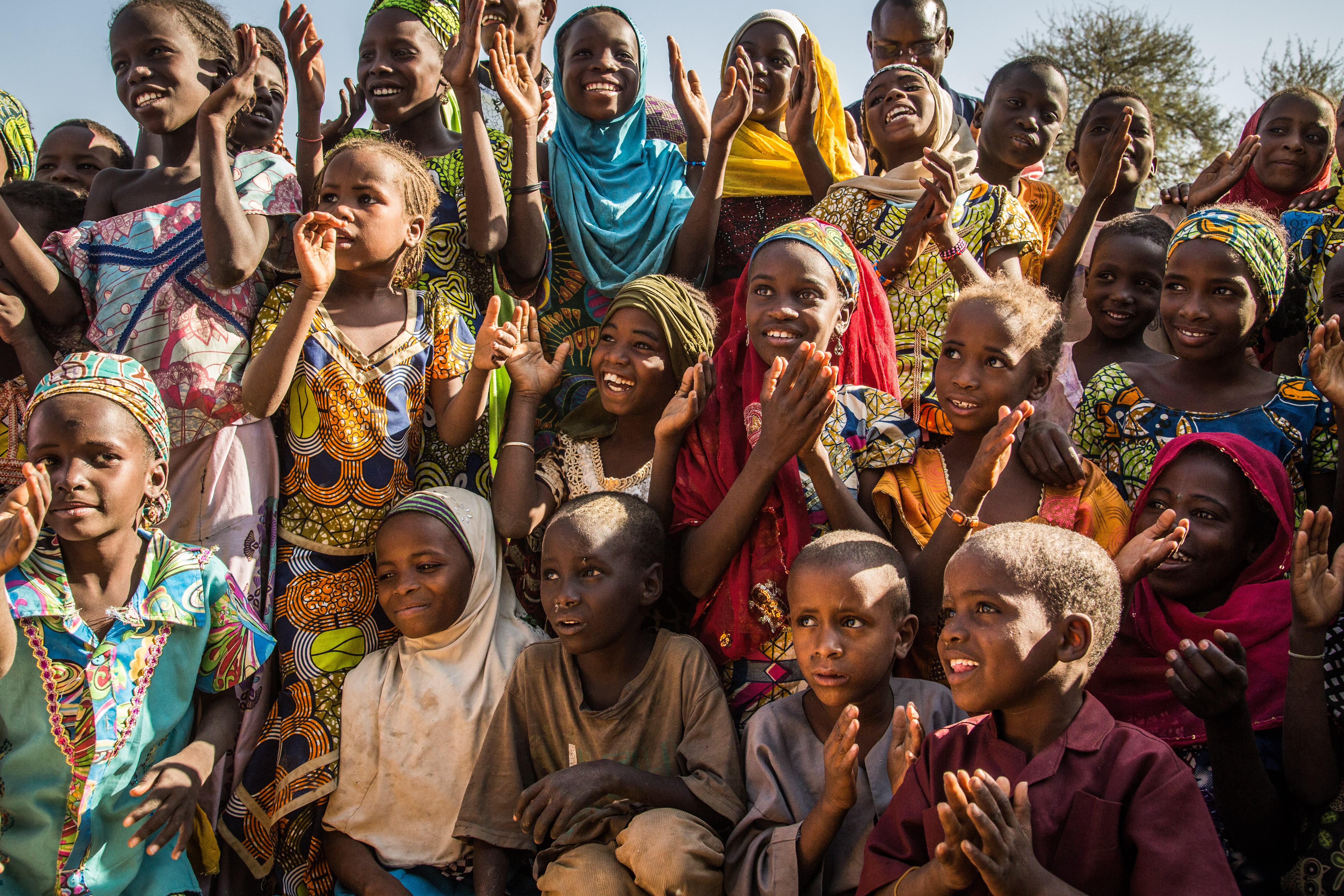 10 December 2016 - Mainé Soroa, Diffa region, Niger.
Children clap their hands while performing a song, at Mainé Children Friendly Space.