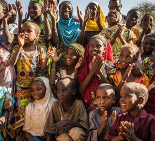 10 December 2016 - Mainé Soroa, Diffa region, Niger.
Children clap their hands while performing a song, at Mainé Children Friendly Space.