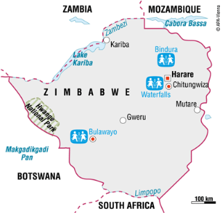Kart over SOS-barnebyers programmer i Zimbabwe. Foto SOS-arkiv