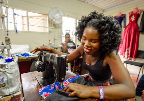 3 May 2019 - Thokozani Pongoloani (18) at the Design School in Blantyre, Malawi.

She came to SOS at the age of 7 years. She developed interest in design after Secondary School. Now she is a learner at the Design School while still staying at SOS. She has sewing machine at SOS. She has two other siblings.

Photo by Cornel van Heerden
